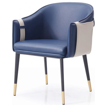 Modrest Calder Blue and Beige Bonded Leather Dining Chair