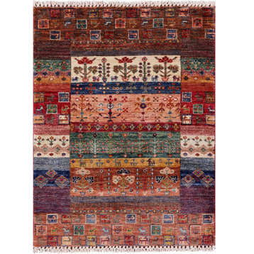 2' 11" X 3' 11" Hand Knotted Persian Gabbeh Tribal Rug Q10478