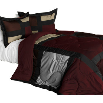 Retro Classic Quilted Patchwork Down Alternative Comforter Set-Twin