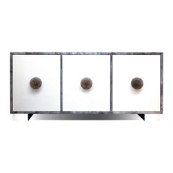 MODERN CUSTOM MADE GREY PARCHMENT SIDEBOARD - Products