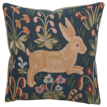 Running Rabbit in Blue  European Cushion Cover
