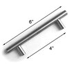HIC Bar Pull Cabinet Handle Brushed Nickel Solid Steel, 4" X 6"