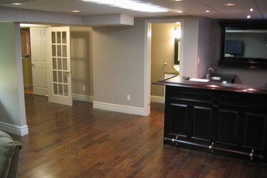 Inspiration for a timeless dark wood floor basement remodel in Toronto