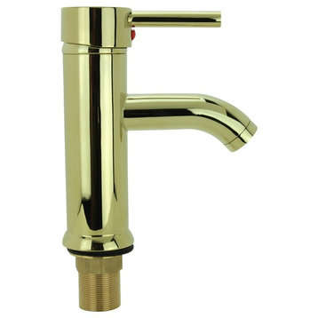 Bathroom Faucet Single Hole 1 Handle Gold PVD Brass Round