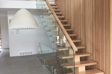 Staircase - contemporary staircase idea in Edmonton