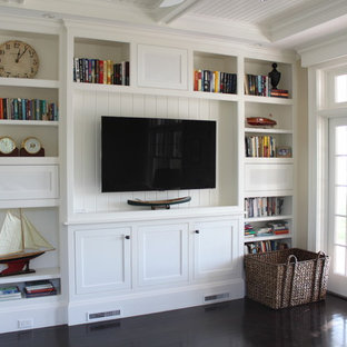 Home theater - beach style home theater idea in Boston