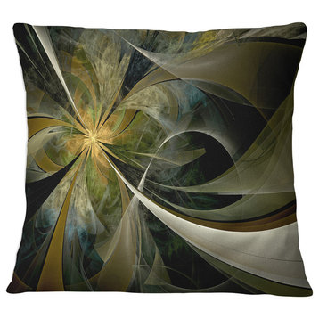 Gold and Silver Large Fractal Flower Floral Throw Pillow, 18"x18"