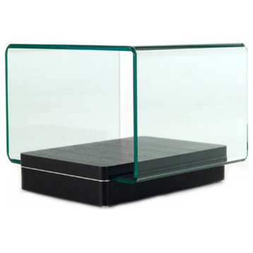 Androcles Modern Glass and Oak End Table