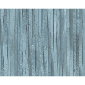 Loft Nature Textured Wallpaper Featuring Wooden Beam, Blue, One Roll