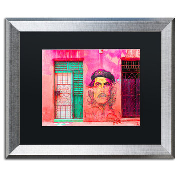 'Che On The Wall Havana' Matted Framed Art, Silver Frame, Black Matte, 20x16