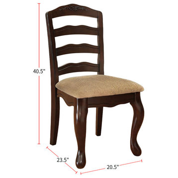 Dining Chair,Dark Walnut and Tan, Pack of Two