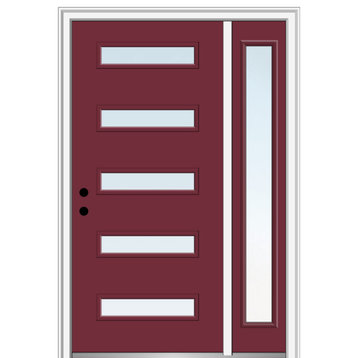 51"x81.75" 5-Lite Clear Right-Hand Inswing Fiberglass Door With Sidelite