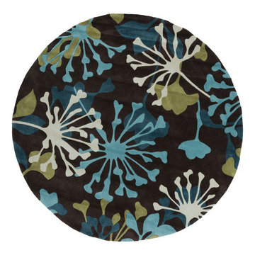 Cosmopolitan Hand Tufted Round Rug by Surya in Chocolate / Lime -$740.22