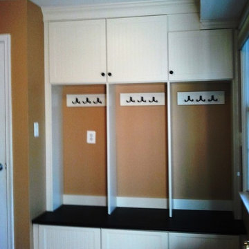 White Mudroom Unit with Crown Molding