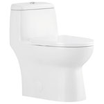 OVE Decors - OVE Decors Pack of 2 Jade Elongated Toilet With Dual Flush and Soft Close Seat - Where sleek modern design meets practical features, you will find the OVE Decors Jade toilets. With its minimalist 1-piece design, comfortable 16.5-in height, dual flush, and its quick release/attach soft-close toilet seat, the Jade is the perfect fit for your bustling bathrooms. Designed with the WaterSense certified dual flush technology 1.06/1.59 GPF (gallons per flush) the Jade is environmentally friendly, using 20% less water than your standard toilet. It includes a top mounted button flush in a Chrome finish, and all the hardware needed for a quick and easy installation.