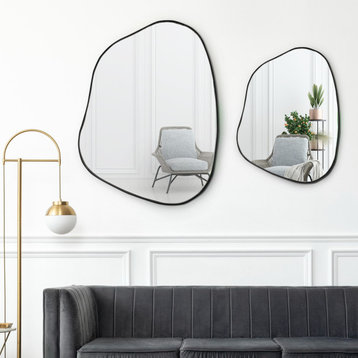 Asymmetrical Mirror, Luxury Decorative Irregular Mirror, 28x20 Black