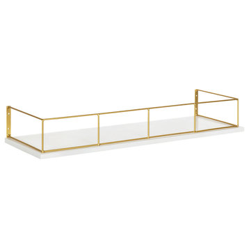 Benbrook Modern Shelf, White/Gold 24x8