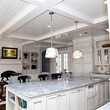 Painted brick mantle