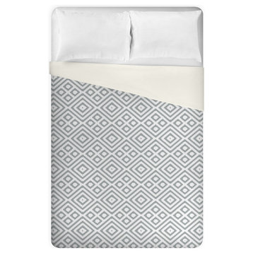 Grey and White Aztec King Brushed Poly Duvet