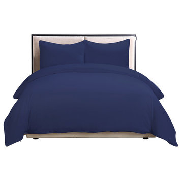 Lotus Home Water and Stain Resistant Duvet Cover Mini Set, Blue, Twin