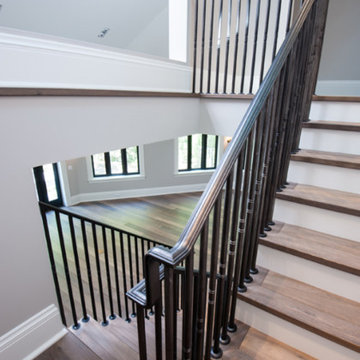 Custom Rod Iron Stair Rail, Skylights, Contemporary Design