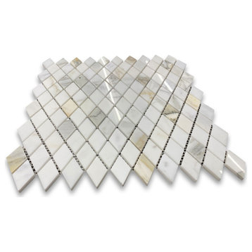 Calacatta Gold Calcutta Marble Rhomboid Diamond Mosaic Tile Polished, 1 sheet
