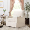 Swiveling Glider Chair, Soft Upholstered Seat With Lumbar Pillow and Skirt, Cream