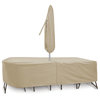 PCI Covers Bar Height Table And Chair Cover With Umbrella Hole, Tan