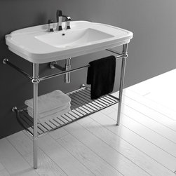 Nova 100 Washstand in Ceramic White 39.4" - Bathroom Sinks