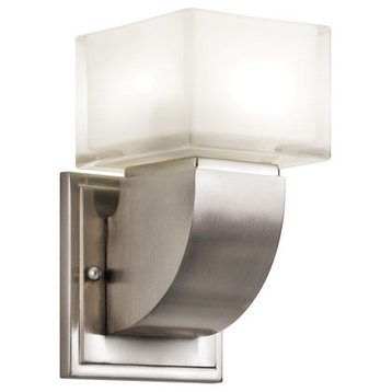 Kichler Brushed Nickel Clear and Frosted Glass 1-Light Fluorescent Wall