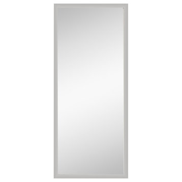 Low Luster Silver Non-Beveled Wood Full Length Floor Leaner Mirror 26.5x62.5 in.