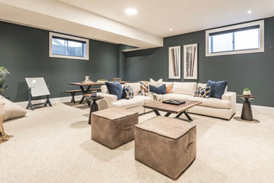 Inspiration for a modern basement remodel in Toronto