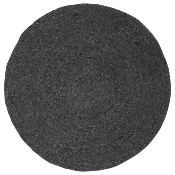 Safavieh Braided Brd901Z Solid Color Rug, Black, 4'0"x4'0" Round