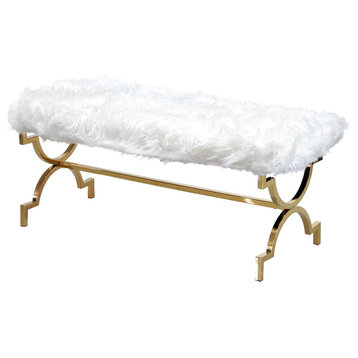 White and Gold Stainless Steel Bench