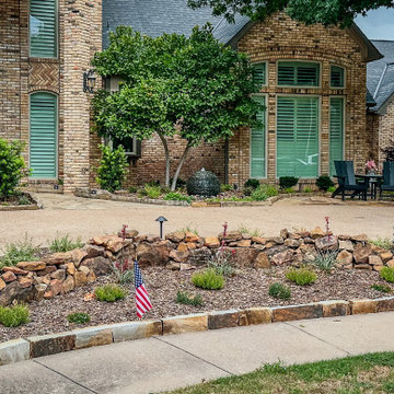Refined Curb Appeal: Bubbling Basalt Fountain & Flagstone Entry | Plano, TX
