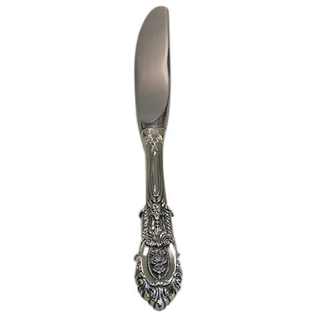 Wallace Sterling Silver Rose Point Butter Spreader, Hollow Handle