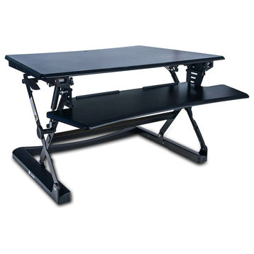 Standee Boost Height Adjustable Desktop Standing Desk, Black Mdf