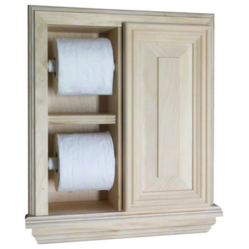 Hyacinth Wood Recessed Double Toilet Paper Holder With Cabinet 14x16.25, Unfinis