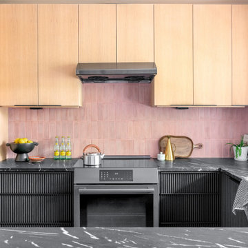 Mid-Century Modern Pink Kitchen in Miami Shores