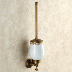 Antique Finish Brass Wall Mount Toilet Bush Holder TAB6104 - Bathroom Accessories