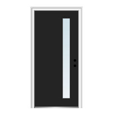36"x80" 1-Lite Clear LH-Inswing Painted Fiberglass Front Door, 6-9/16" Frame