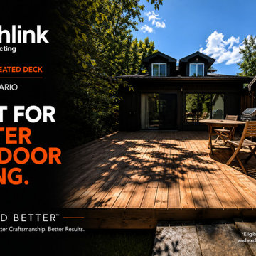 Custom Pressure-Treated Backyard Deck in Barrie, Ontario