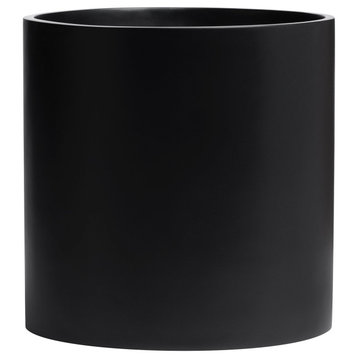 Root And Stock Brea Round Cylinder Planter, Black, D:18" X H:18"