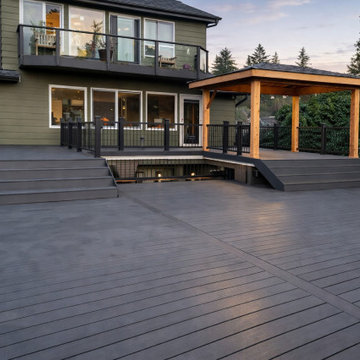 Expansive Multi-Level Deck with Covered Pavilion