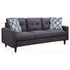 Coaster Watsonville 3-Piece Upholstery Tufted Fabric Sofa Set in Gray