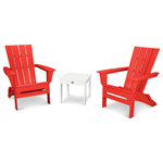 Polywood - Polywood Quattro 3-Piece Adirondack Set, Sunset Red/White - Simple to fold flat and travel with you by removing two pins at the front of the chair, the Quattro Folding Adirondacks and the POLYWOOD Modern Side Table will create a relaxing spot on your porch, patio, or beach space. This set is constructed of durable POLYWOOD lumber available in a variety of attractive, fade-resistant colors and will never require painting, staining, or waterproofing.