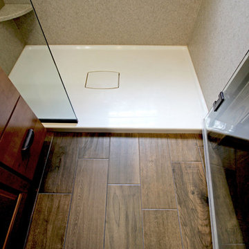 Small Bathroom Remodel with Cultured Marble Shower, Granite Countertops,