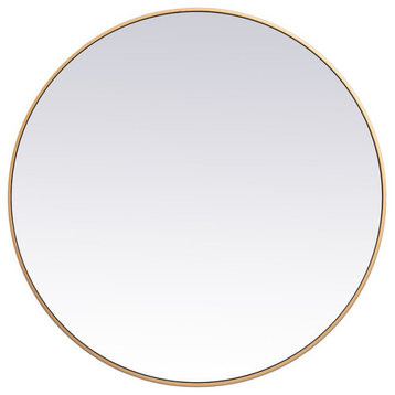 Elegant MR4839BR Metal Frame Round Mirror 39", Brass