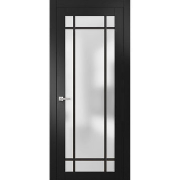 Solid French Door 18 x 80 | Planum 2112 Matte Black| Bathroom