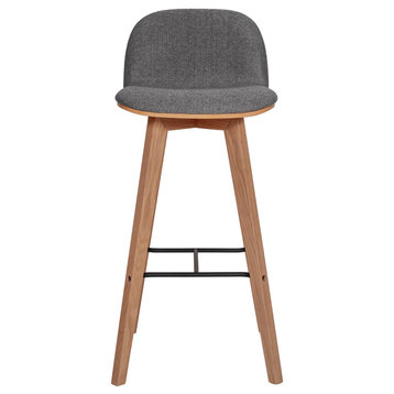 Top Grain Leather Grey Low Back Bar Height Stool